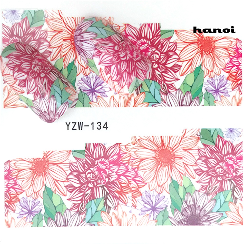 Hi * DIY Bunga Full Cover Bungkus Nail Art Stiker Perekat Decal Decor Manicure Tool