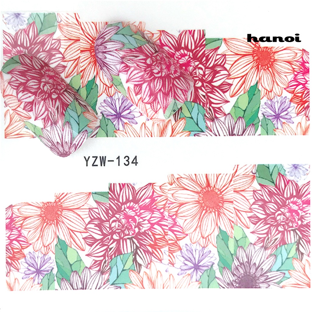 Hi * DIY Bunga Full Cover Bungkus Nail Art Stiker Perekat Decal Decor Manicure Tool