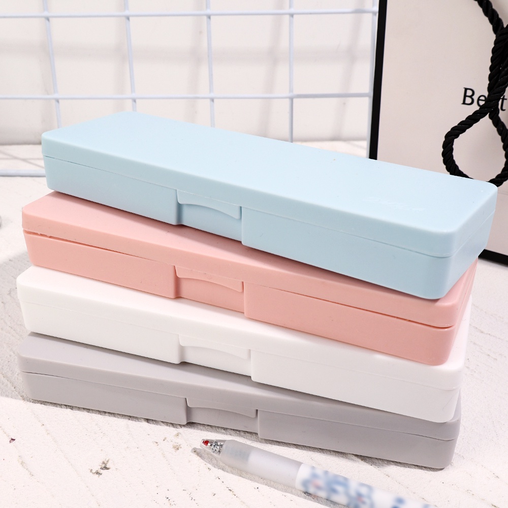 Kuas Makeup Serbaguna Organizer Sederhana Warna Solid Frosted Tempat Pensil Siswa Kecil Segar Kotak Alat Tulis Hadir