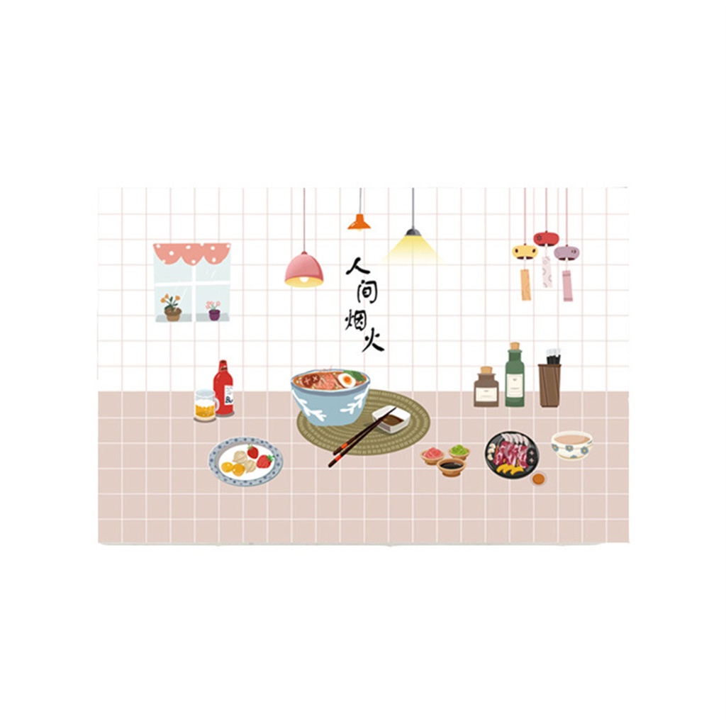 ღ Dapur Minyak Tahan Stiker Dinding Perekat Kartun Suhu Tinggi Lemari Dapur Stiker Minyak Bukti Tahan Air Aluminium Foil wallpaper