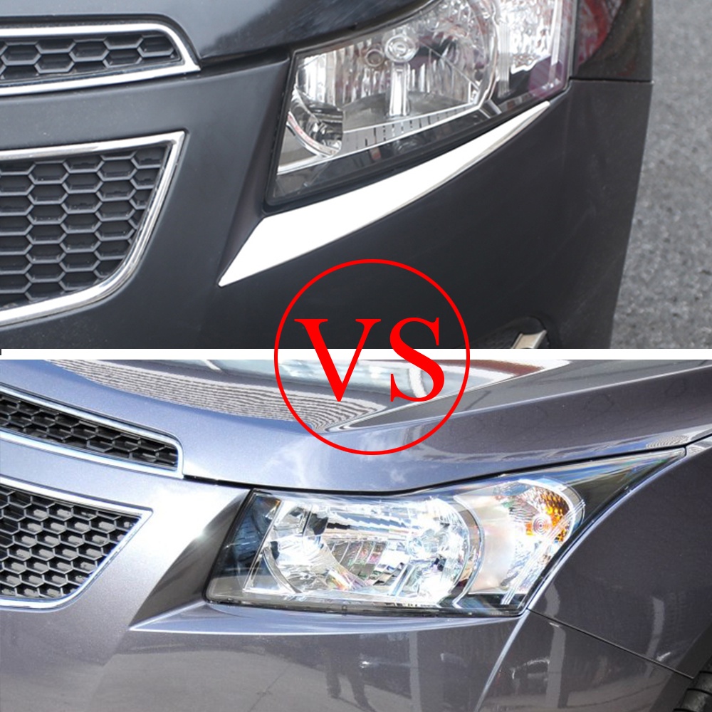 2pcs Chrome Headlight Trim Sticker Penutup Dekorasi Alis Lampu Untuk Chevrolet Cruze Sedan 2009-2015 Aksesoris