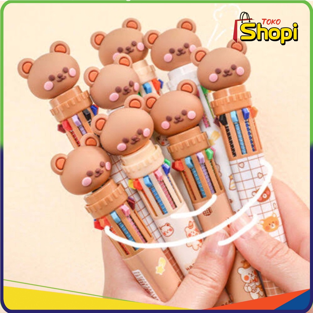 

♚ ♚ Pulpen 10 Warna Pena Motih Beruang Pulpen Karakter Teddy Bear