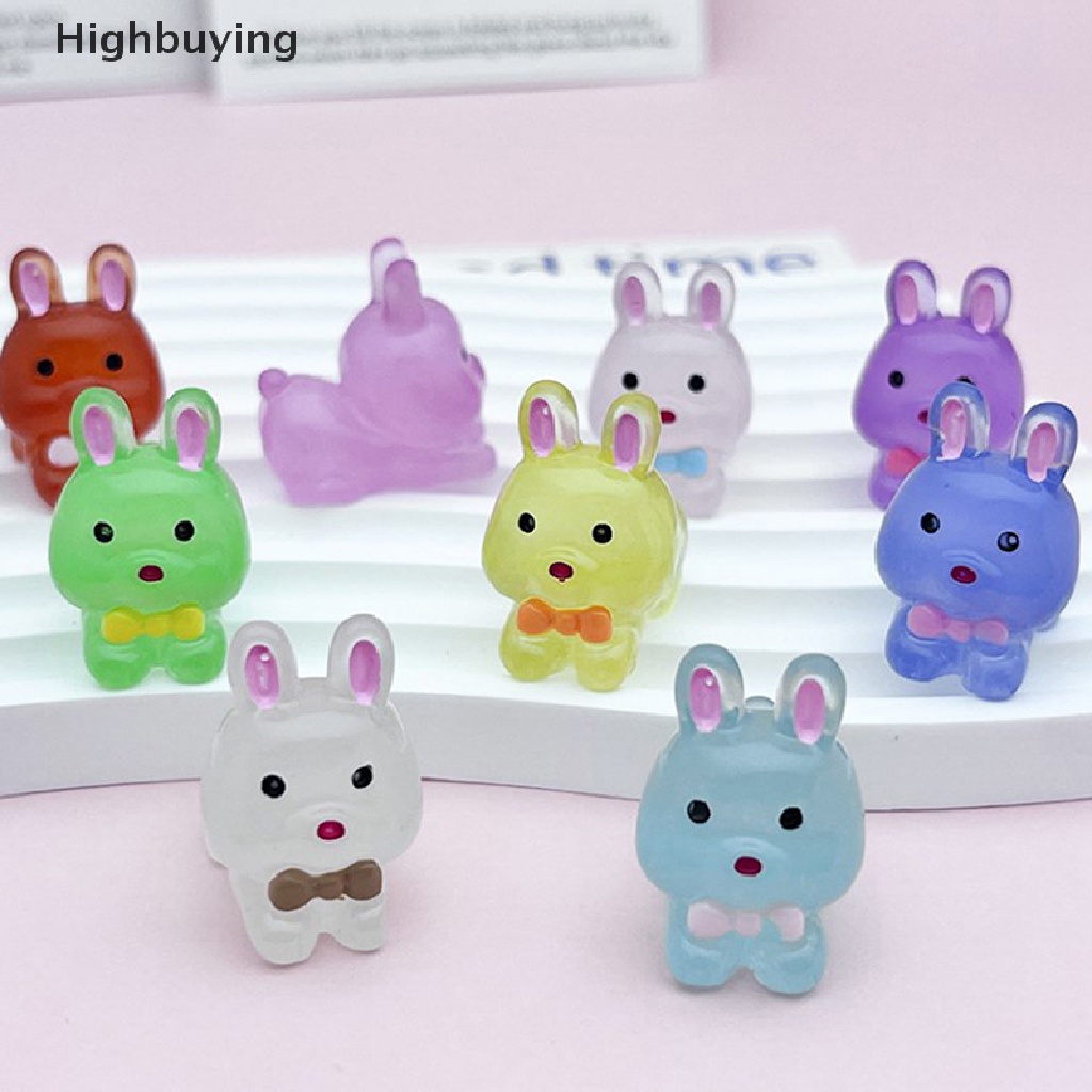 Hbid Mini Luminous Rabbit Micro Ornamen Miniatur Hewan Pot Dekorasi Hiasan Home Hare Micro World Accessories Glory