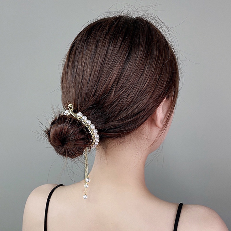 Korea Berlian Imitasi Rumbai Mutiara Rambut Cakar Sanggul Hair Clip Crab Wanita Jepit Ponytail Holder Jepit Fashion Aksesoris Rambut