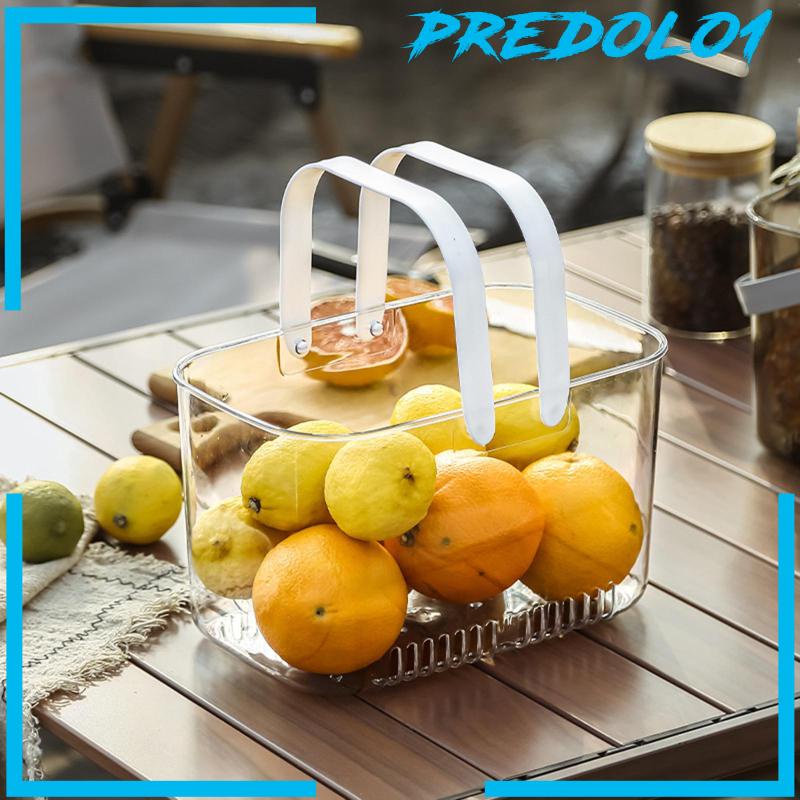 [Predolo1] Organizer Penyimpanan Makanan Portable Bening Dengan Pegangan Untuk Rak Belanja Daging