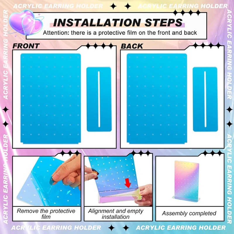 Siy Tempat Anting Akrilik Persegi Panjang Bracket Akrilik Berongga Perhiasan Ecer Holder