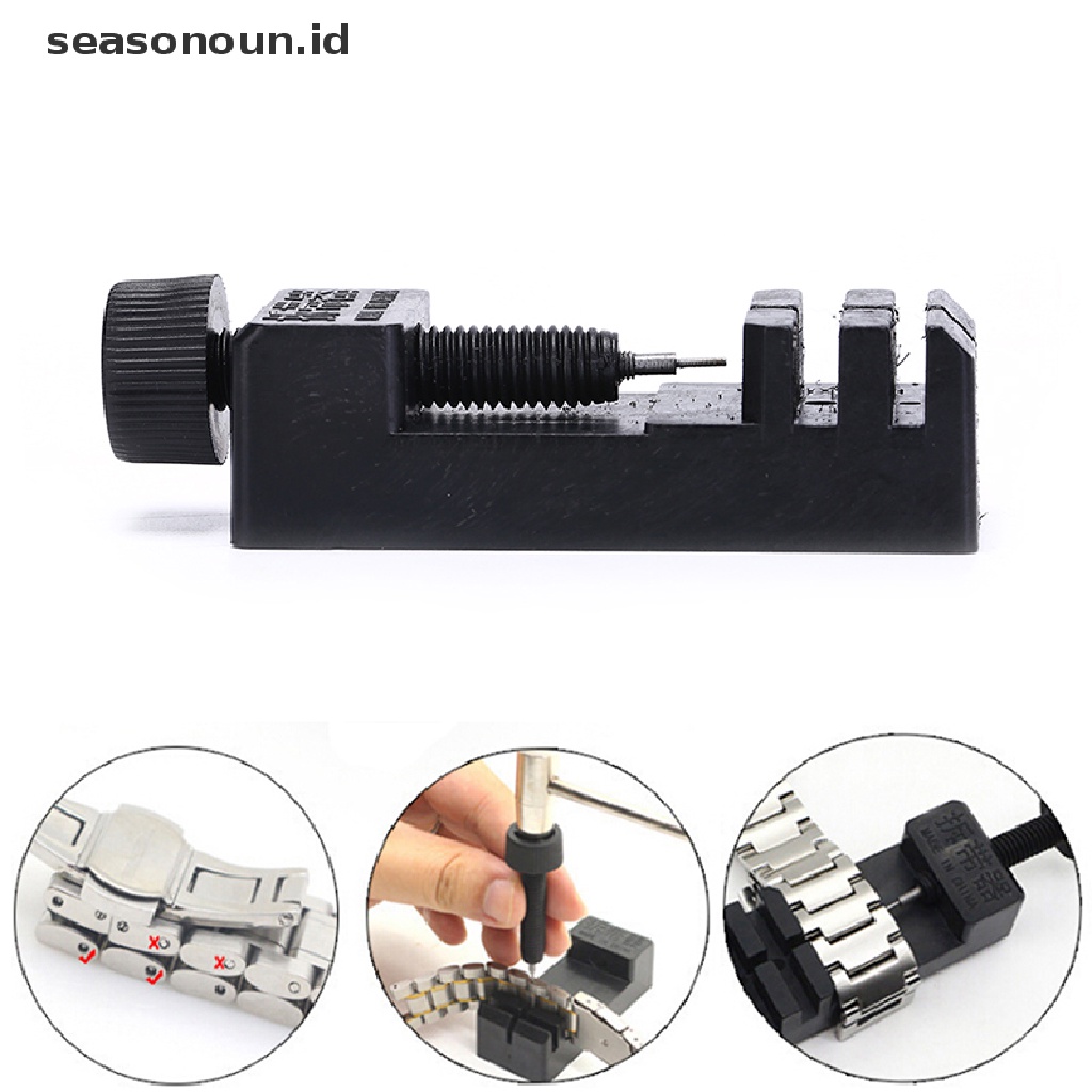 Seasonoun Watch Band Strap Bracelet Link Pin Remover Adjustable Repair Tool Kit Hitam.