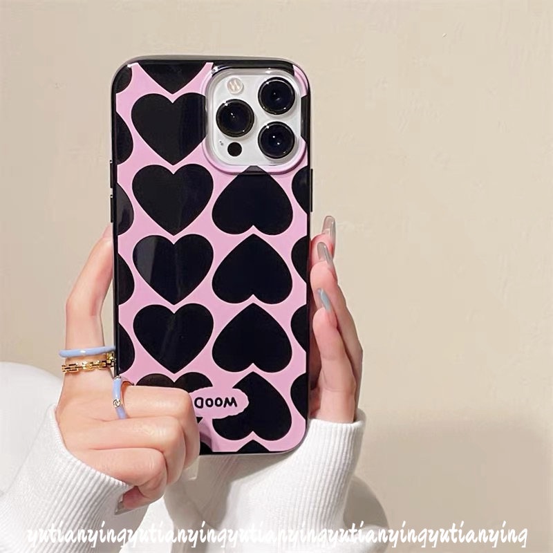 IPHONE Casing Ponsel Cinta Hati Graffiti Kartun Lucu Kompatibel Untuk Iphone11 14 12 13 Pro Max X7 8 6 6s Plus XR XS Max SE 2020 Shockproof TPU Lembut Glossy Halus Tahan Kotoran Back Cover