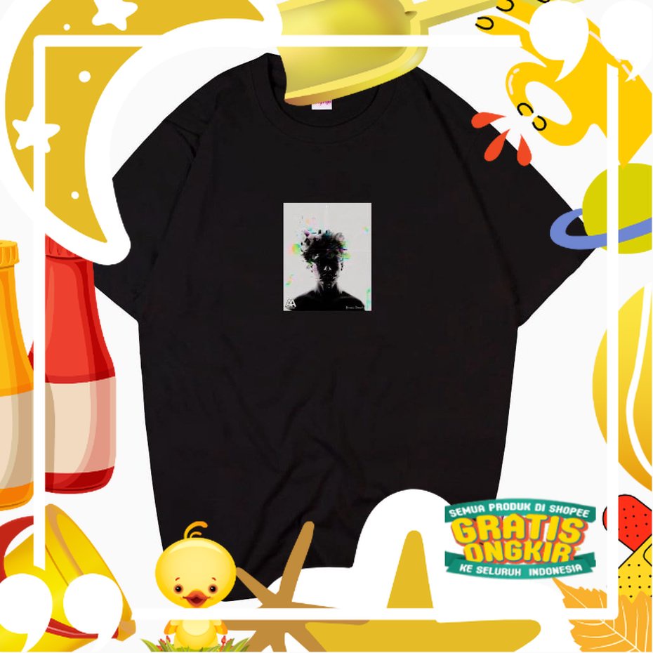 T'SHIRT DISTRO BLACK COTTON 30S KAOS DISTRO SIMPLE BRAIN DEAD PRIA ORIGINAL BRAND DISTRO ALIVE ANGEL