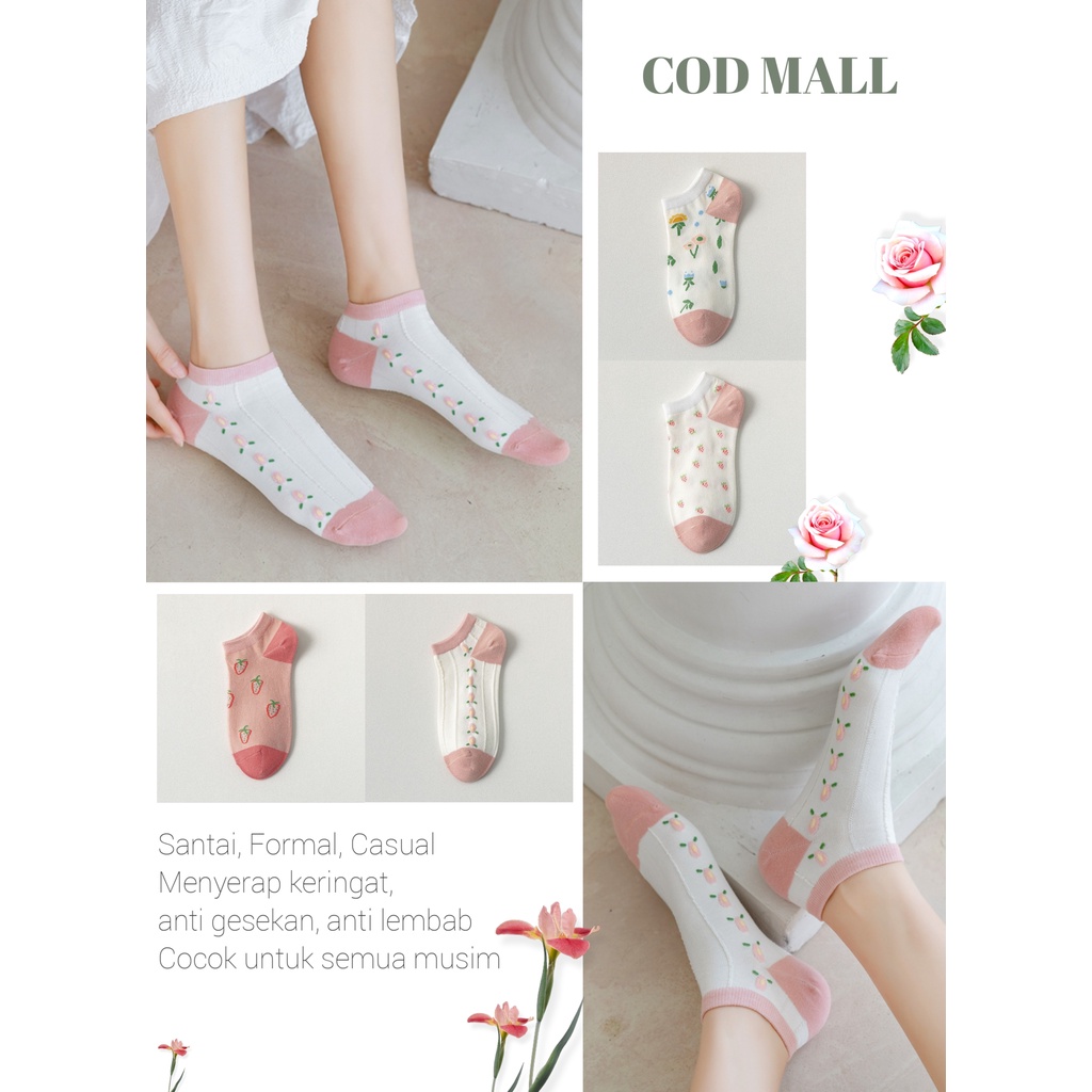 Motif Terbaru Desain Lucu Varian Pink Kaos Kaki Wanita Semata Kaki Bahan Cotton &amp; Polyester Nyaman