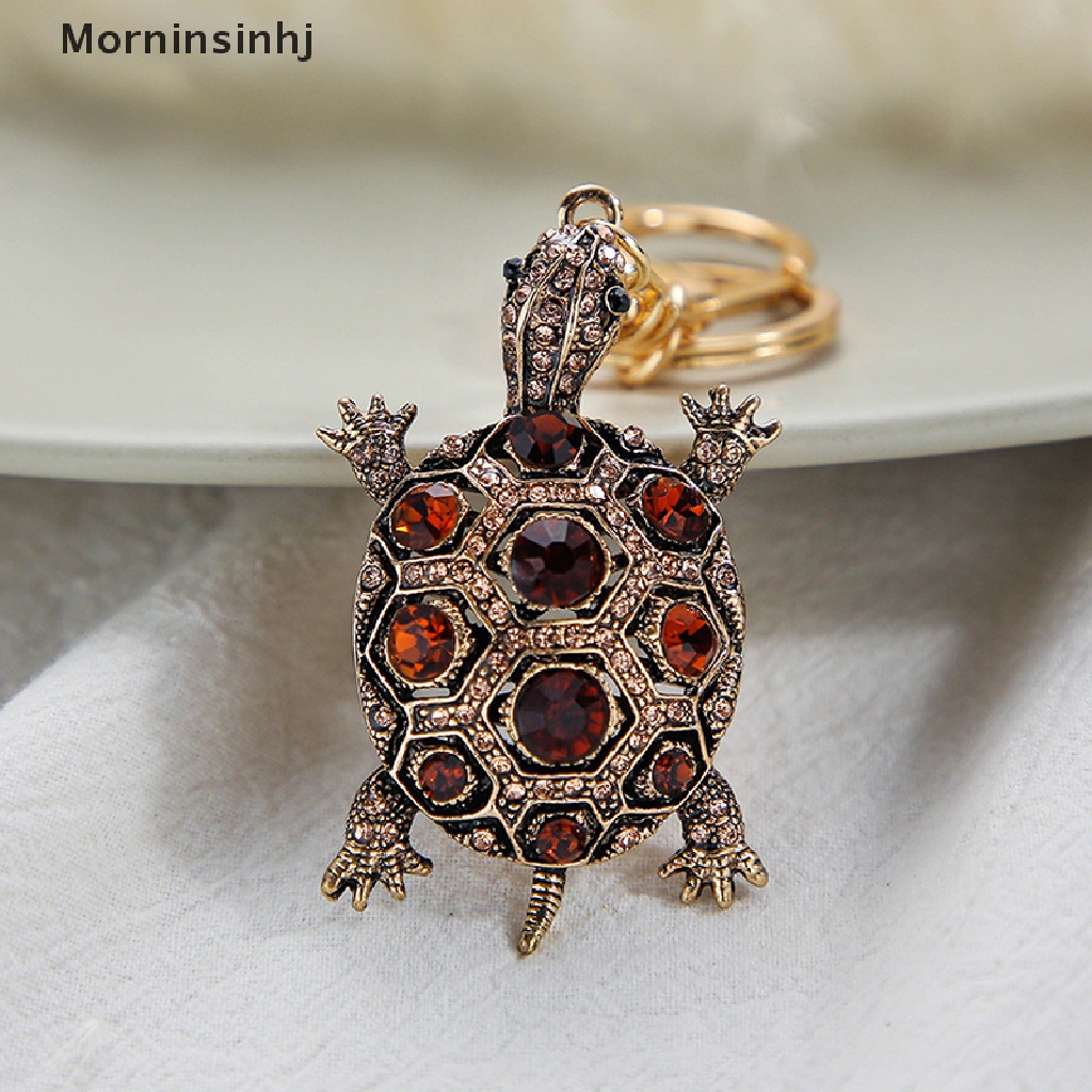 Mornin Fashion Kristal Gantungan Kunci Rings Besar Berlian Imitasi Turtle Alloy Keyring Holder Metal Pendant Keychain Bag Car Keyring Buckle Accessory id