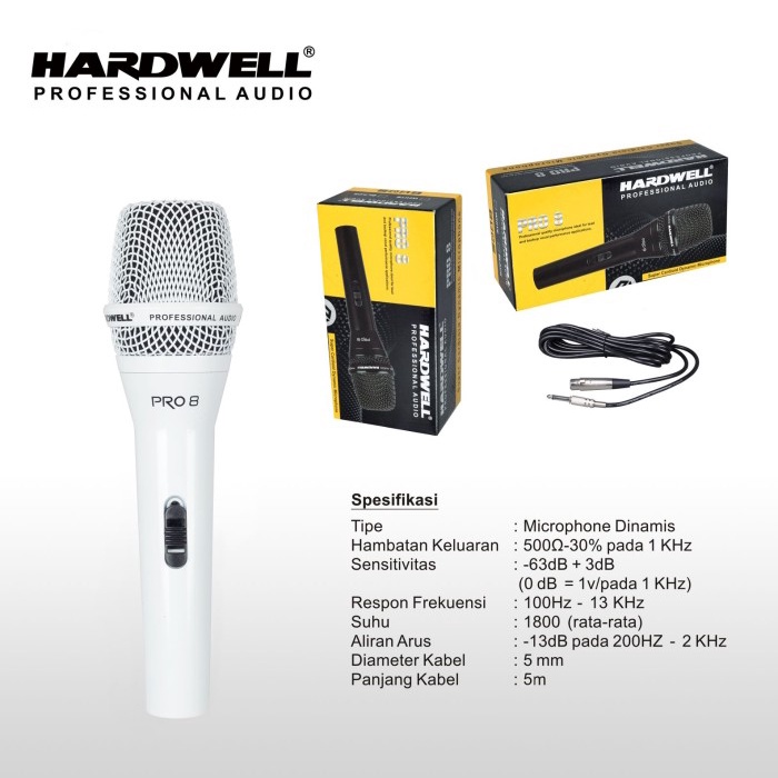 mic microphone kabel profesional karaoke vocal hardwell pro 8 pro8