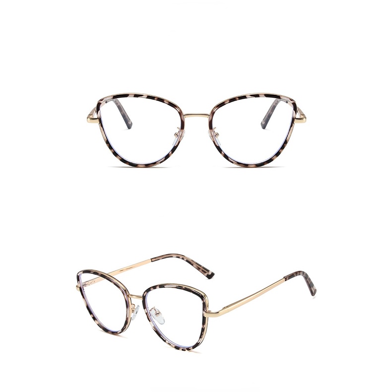 Kacamata Anti Radiasi Wanita Pria Cat Eye Metal Kacamata Aesthetic Lensa Yang Dapat Diganti Frame Kacamata Retro Eyeglasses