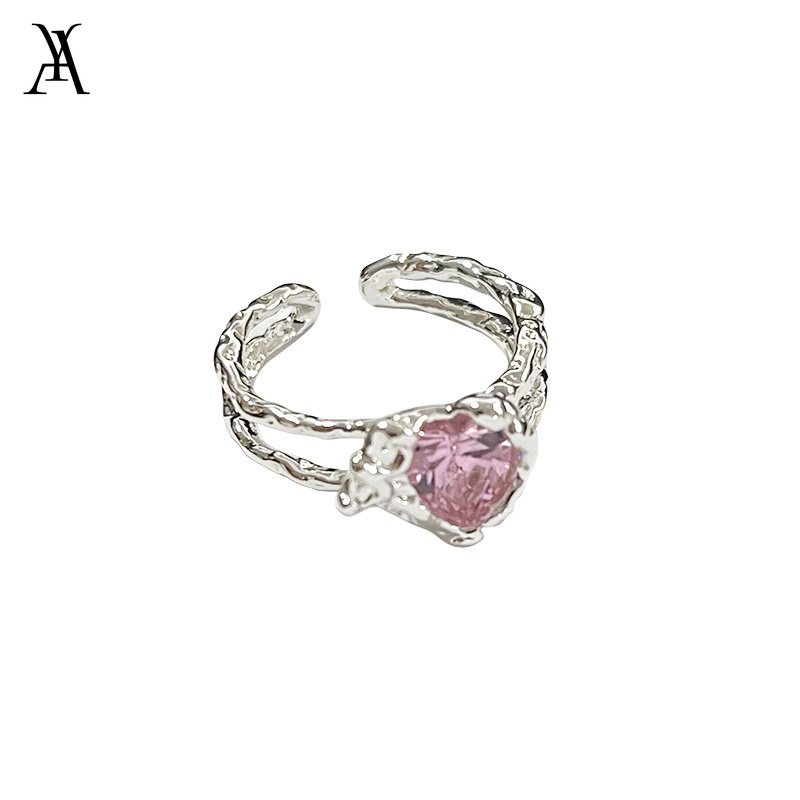 AY(CN) Cincin Zircon Warna Pink Bahan Silver Untuk Wanita