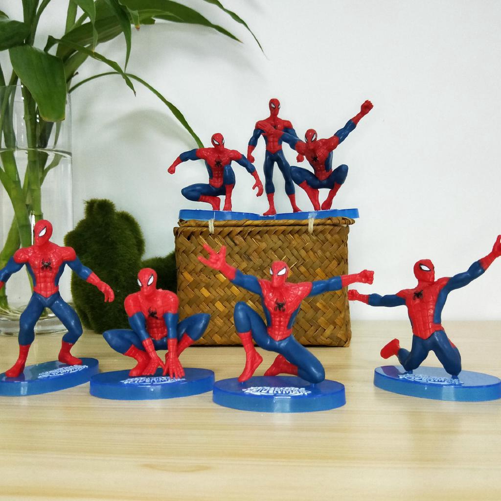 7pcs/set Action Figure Anime Marvel Spiderman Avengers Super Hero Venom Koleksi Model Mainan