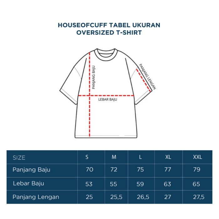 Houseofcuff Kaos Oversized Tebal Wanita Unisex Navy