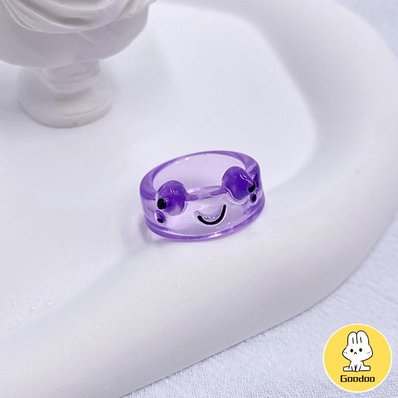 Katak Resin Cincin Warna-warni Kepribadian Hewan Kartun Cincin Jari Lucu -Doo