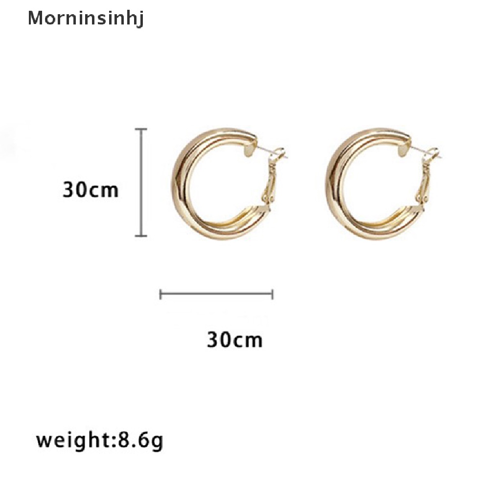 Mornin 1pasang Anting Hoop Trendy Simple Warna Silver Untuk Wanita Gadis Lingkaran Emas id