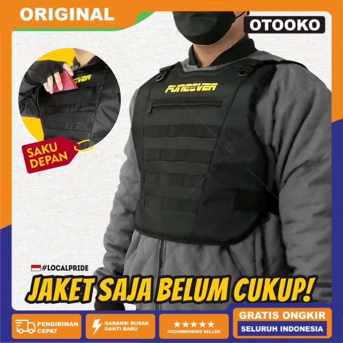 Single Vest Pelindung Dada Angin Rompi Motor Dengan Saku Depan Kaze