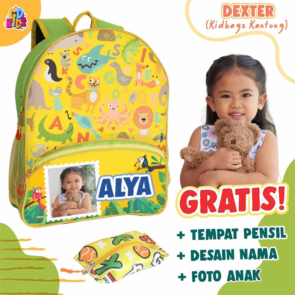 Tas Anak Custom Foto + Nama Animals | Tas Anak PAUD [Dexter] | GDkids.id