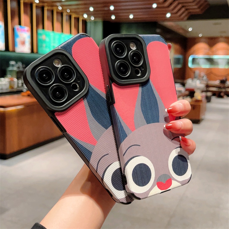 Casing Kulit Bunny Pink Untuk iPhone 14 Pro Max 13 Pro 12 11 Pro Max14 Plus 11Pro 78 Plus X Xs Max XR Soft Back Cover