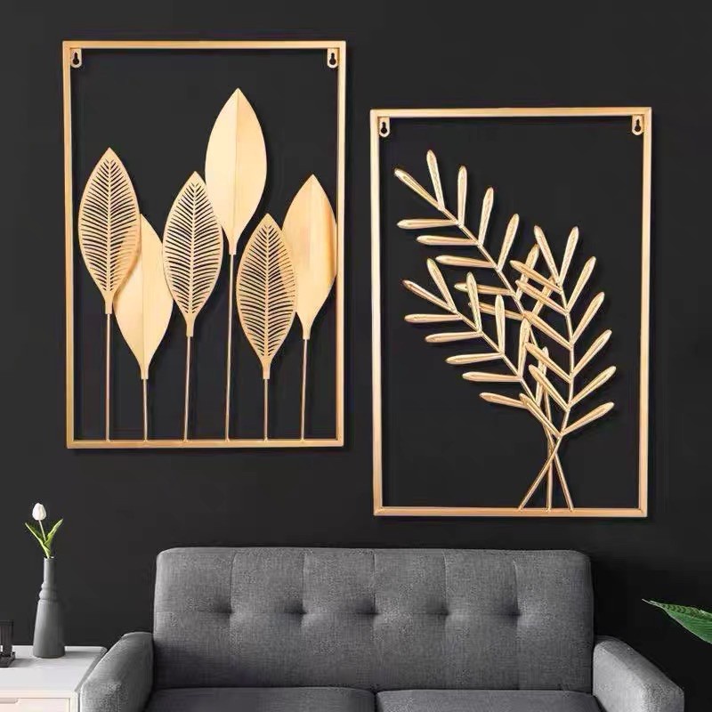 TERLARIS PREMIUM  Hiasan Wall Decor 3D / Hiasan Dinding Mewah / Hiasan Dinding Daun Besi Emas