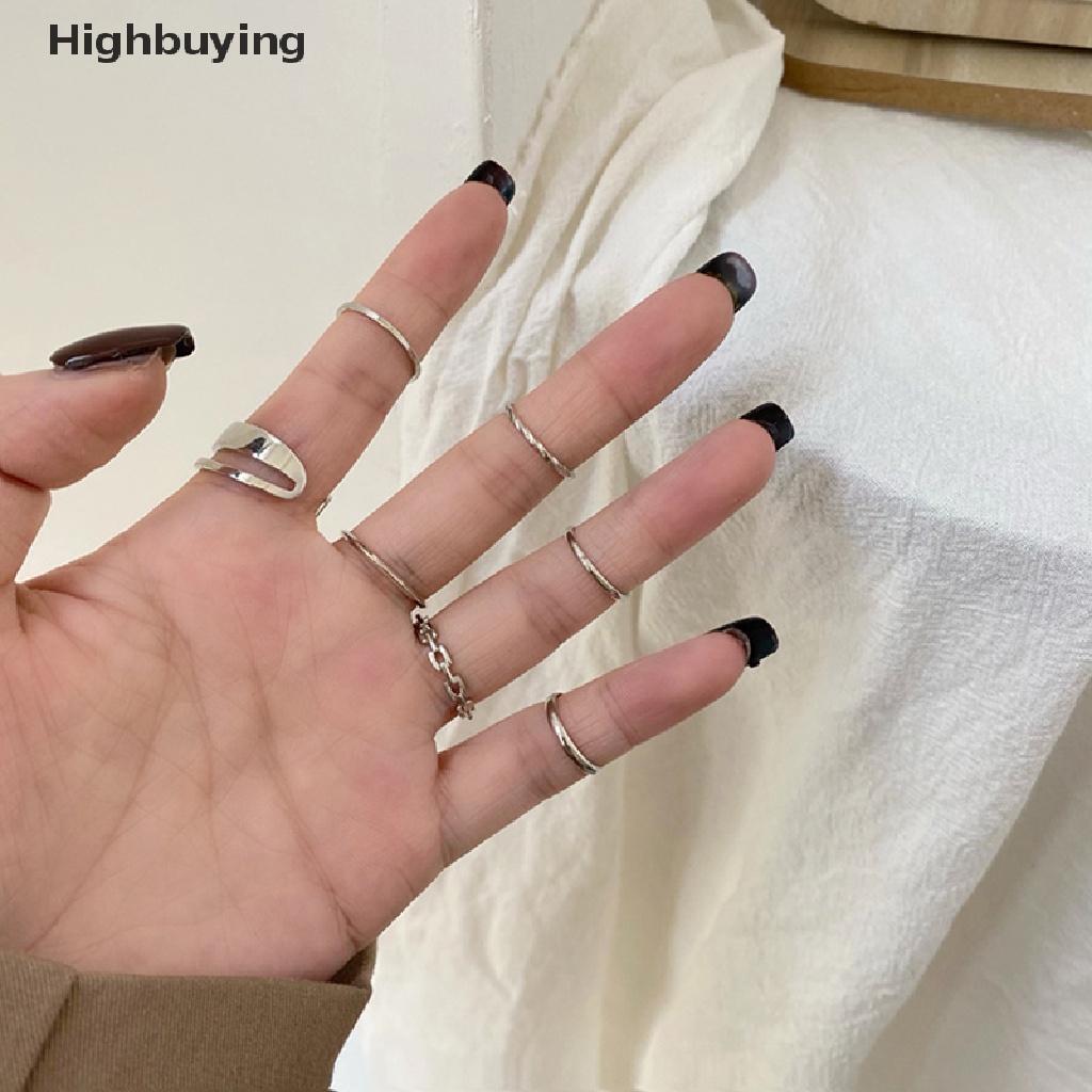 Hbid 7 Pcs Fashion Perhiasan Cincin Set Hot Jual Logam Berongga Putaran Pembukaan Wanita Jari Cincin Untuk Gadis Lady Pesta Pernikahan Hadiah Glory