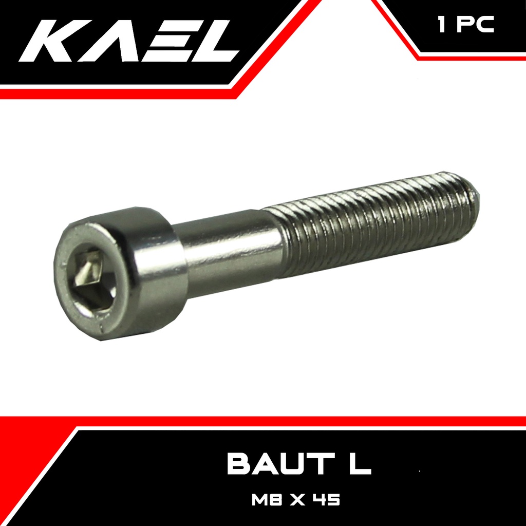 Baut L M8 X 45 Kunci 6 Pitch 1,25 L6 8x45 K6 Baud Bolt