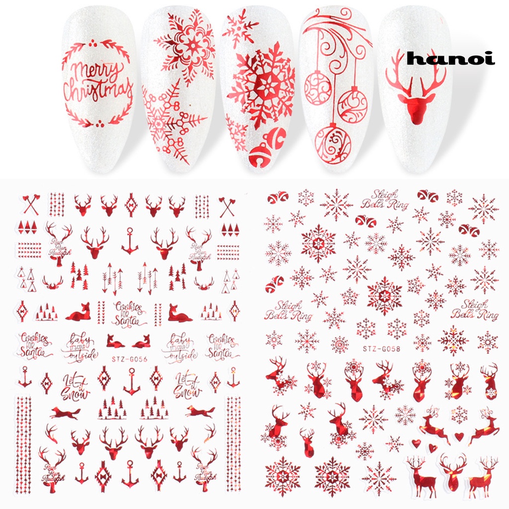 Hi Stiker Nail Art Motif Natal Efek 3D Hidup Tidak Luntur DIY Tema Xmas Stiker Nail Art Desain Manicure Untuk Perempuan