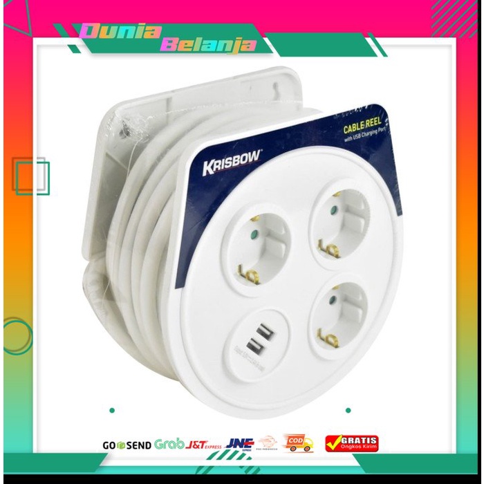 Kabel Roll 7 Meter Dengan Colokan USB/Kabel Stop kontak/Kabel Colokan