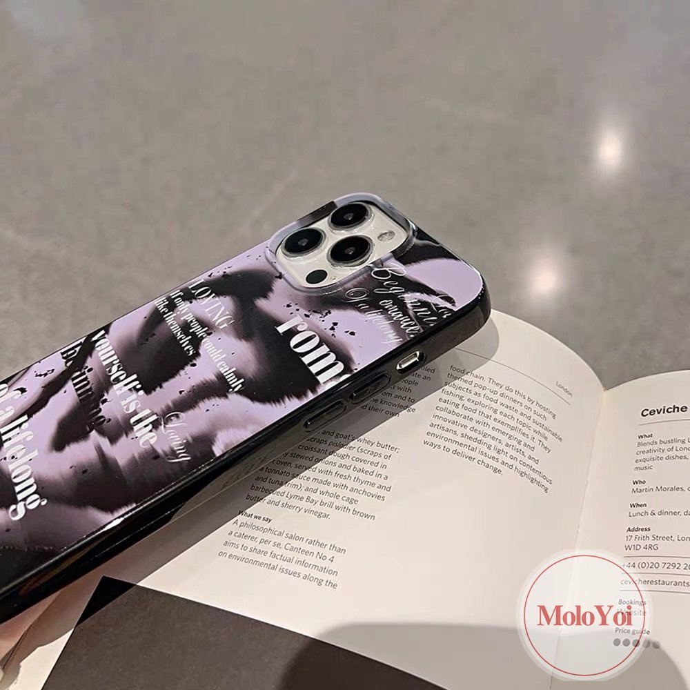 IPHONE Case Kompatibel Untuk Iphone11 7plus 14 Pro Max X XS Max7 8 Plus XR 13 12 Pro Max SE 2020 Huruf Inggris Halo Dyed Cat Air Shockproof Protection Camera Glossy Halus Soft Cover