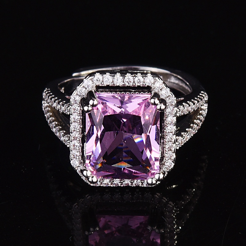 Goldkingdom Fashion Perhiasan Aksesoris Ready Stock Baru High-end Fashion Super Populer Persegi Panjang Pink Zirkon Mewah Kalung Liontin Wanita Versi Korea Rantai Tulang Selangka