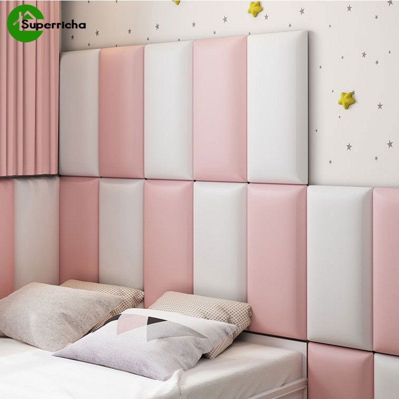 Pola Self-adhesive Stiker Dinding Samping Tempat Tidur/Tas Lembut Bayi Anti-Tabrakan Stiker Dinding/Headboard Stiker Dinding Tas Lembut Kedap Suara