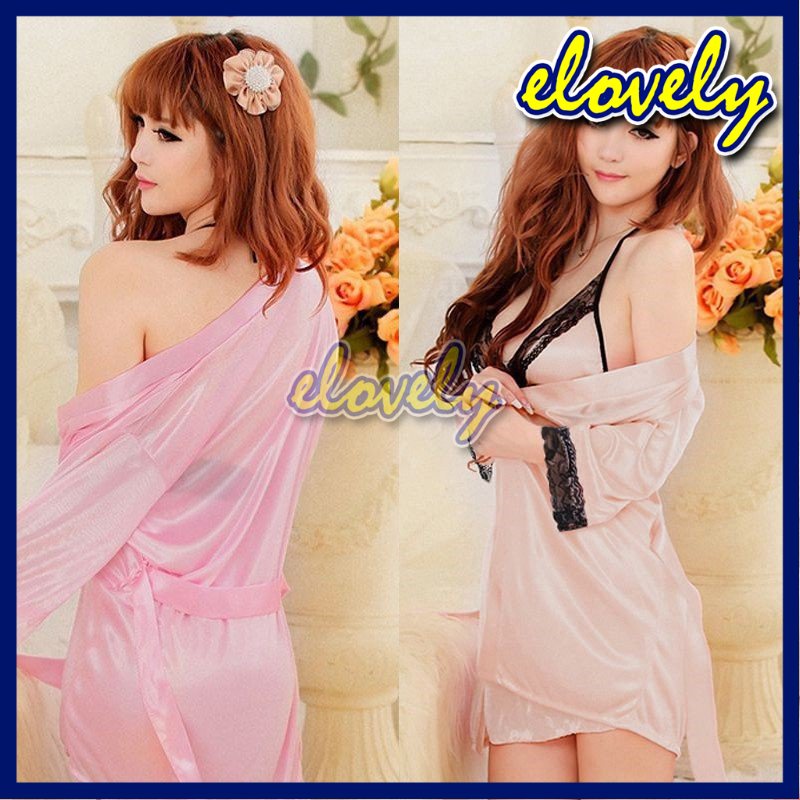 Elovely Lingerie Sexy Hot Lingerie Set dress Sexy Women Kimono Nightgown and Robe Two Piece | L018