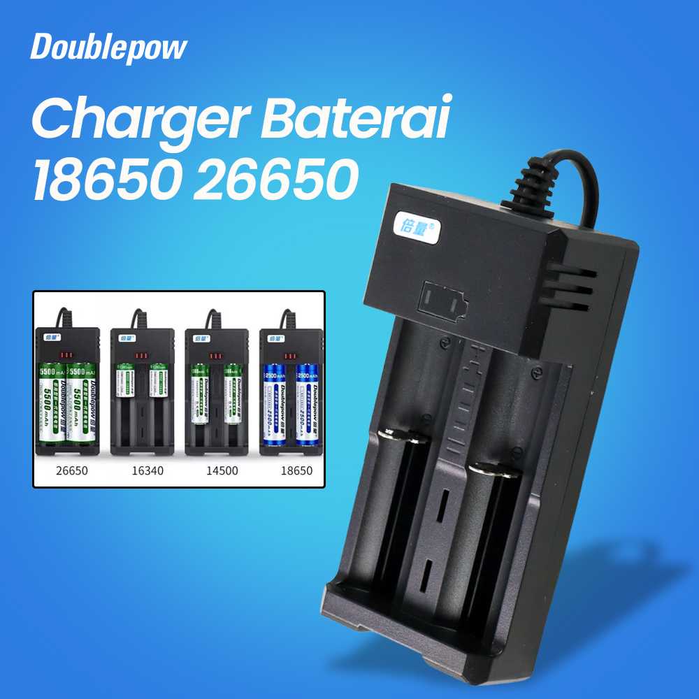 (BISA COD) FTIHSHP Doublepow Charger Baterai 18650 26650 Double Slot with Light Indicator - DP-K65