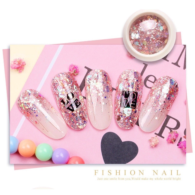 Kuku Glitter Hexagonal Flakes Ombre Nails Hiasan Hexagon Nail Art Sticker