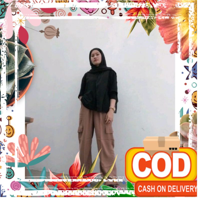 Lyora Pants Kulot Wanita | Celana Kulot Cargo Rayon Korea Premium / hiking