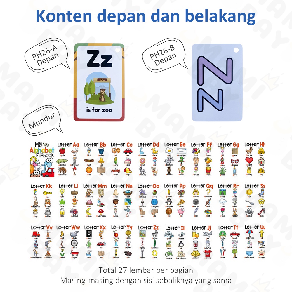 Mamibayi Flash Card Hijaiyah Mainan Edukasi Kartu Pintar Balita Anak Flashcard