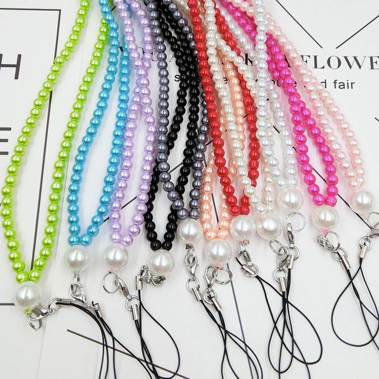 5warna Solid Bulat Rantai Manik-Manik Mutiara Imitasi 40CM Anti-lost Lanyard Panjang Universal Strap Untuk iPhone Android OPPO VIVO Huawei Xiaomi Redmi Samsung Semua Ponsel DIY