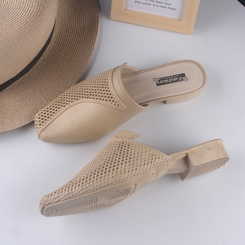 GROSIRTAS TG1652 Sandal Selop Wanita Hak Tahu Import/Selop Karet Jaring Wanita