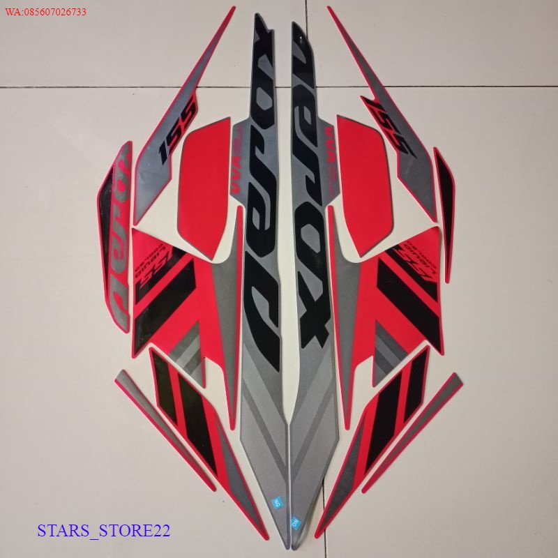 (ORI) Striping Stiker sticker lis body yamaha all new aerox 155 connected 2020 2021 merah silver KUA