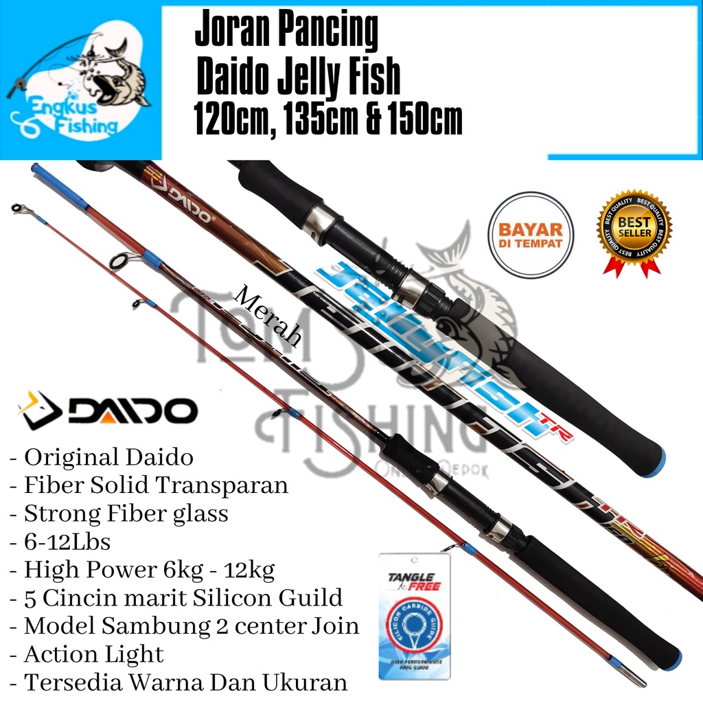 Joran Pancing Daido Jelly Fish 120cm - 150cm Transparan (6-12lbs) Fiber Solid Murah - Engkus Fishing