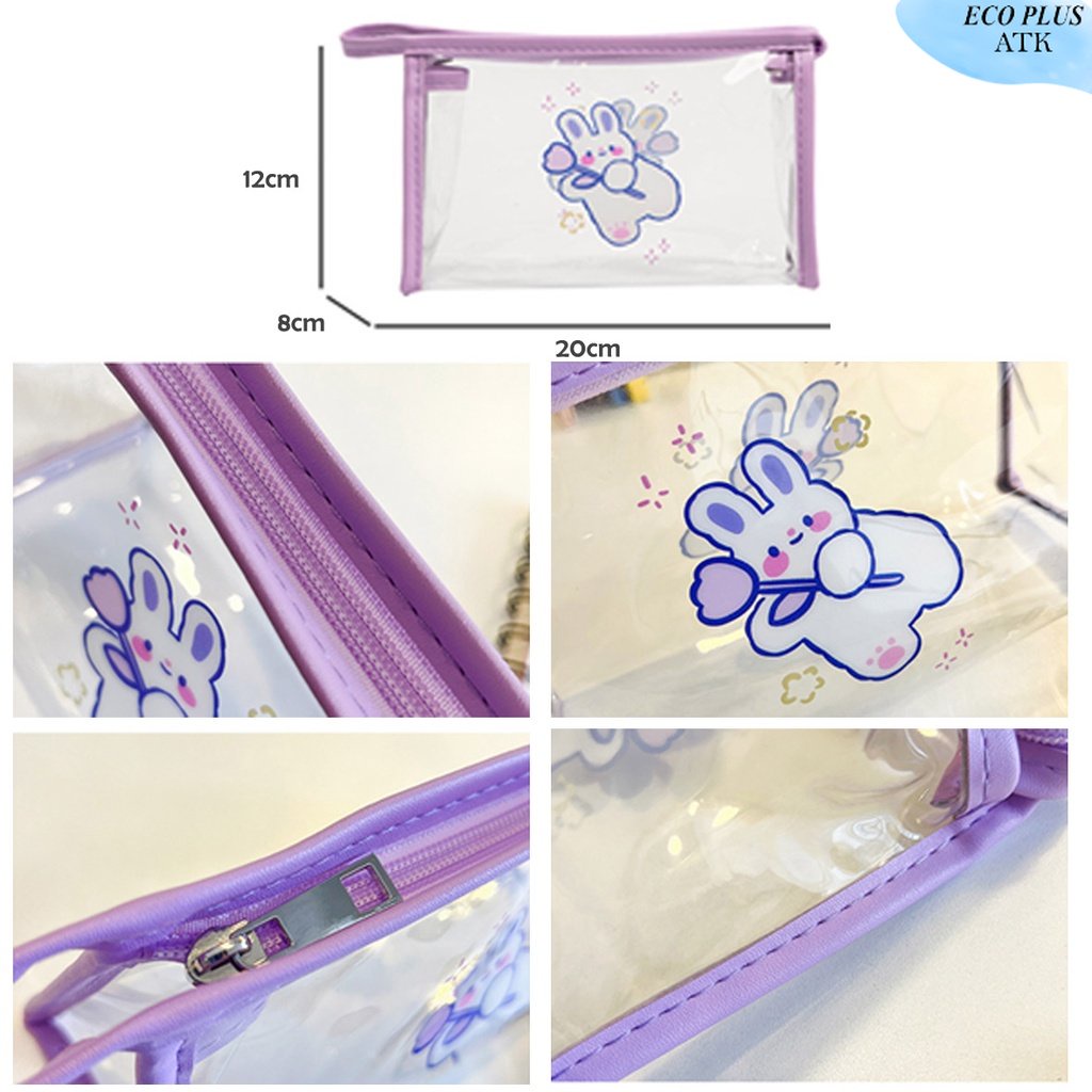 Tempat Pensil Transparan Storage Bag Stationery Multifungsi Traveling ATK Sekolah Kuliah