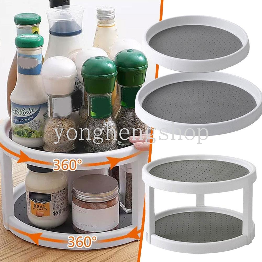 1per2susun 360rak Penyimpanan Berputar Rak Bumbu Dapur Botol Bumbu Meja Putar Penyimpanan Piring Nampan Buah Lemari Rak Kamar Mandi Meja Organizer