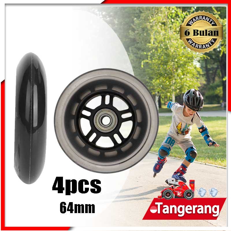 4pcs/set Grosir Roda Inline Skate Sepatu Roda Wheels Inline Skate Roller Skating Wheels Roda Sepatu Roda Karet Ban Sepatu Roda+Bearing Roda Nyala Semua 64mm