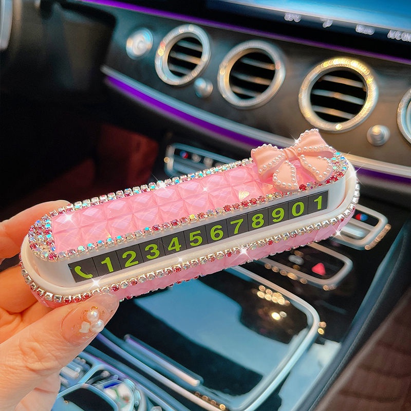 Berlian Gaya Baru Kreatif Mobil Tanda Parkir Sementara Kartu Nomor Telepon Bergerak Tersembunyi Unik Disesuaikan Mobil Bergerak Perempuan