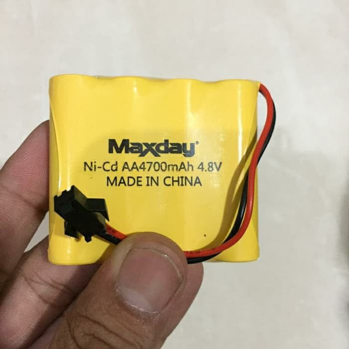 Baterai Batre Battery RC AA NI.CD Maxday 4700mAh 4.8V Socket Hitam murah