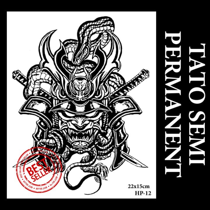 ID OFFICIAL -Stiker tato temporer semi permanen Motif Punggung Devil HP-12