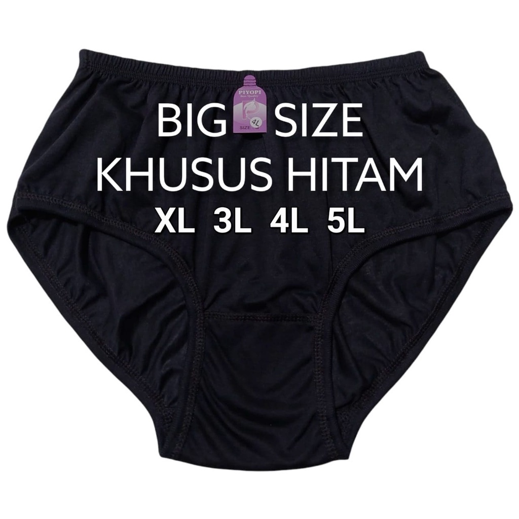 6 PCS l Celana Dalam Wanita Jumbo HITAM Big Size Polos Katun CD Jumbo CD Ibu Hamil XXXL XXL XL CD Wa