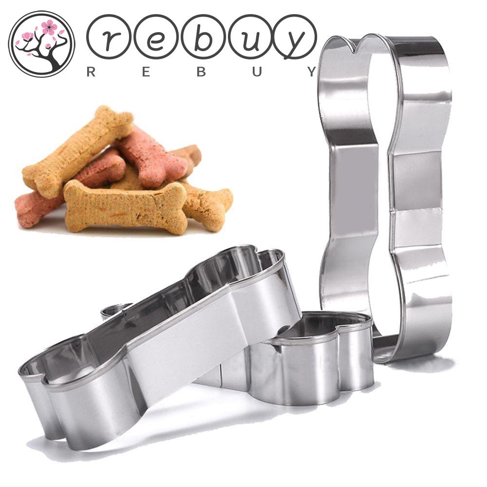 REBUY Kitchen Cake Molds DIY Baking Tool Cookie Mold 3pcs/set Dog Bone Shape Fondant Stainless Steel Pastry Biscuit Cutter/Multicolor